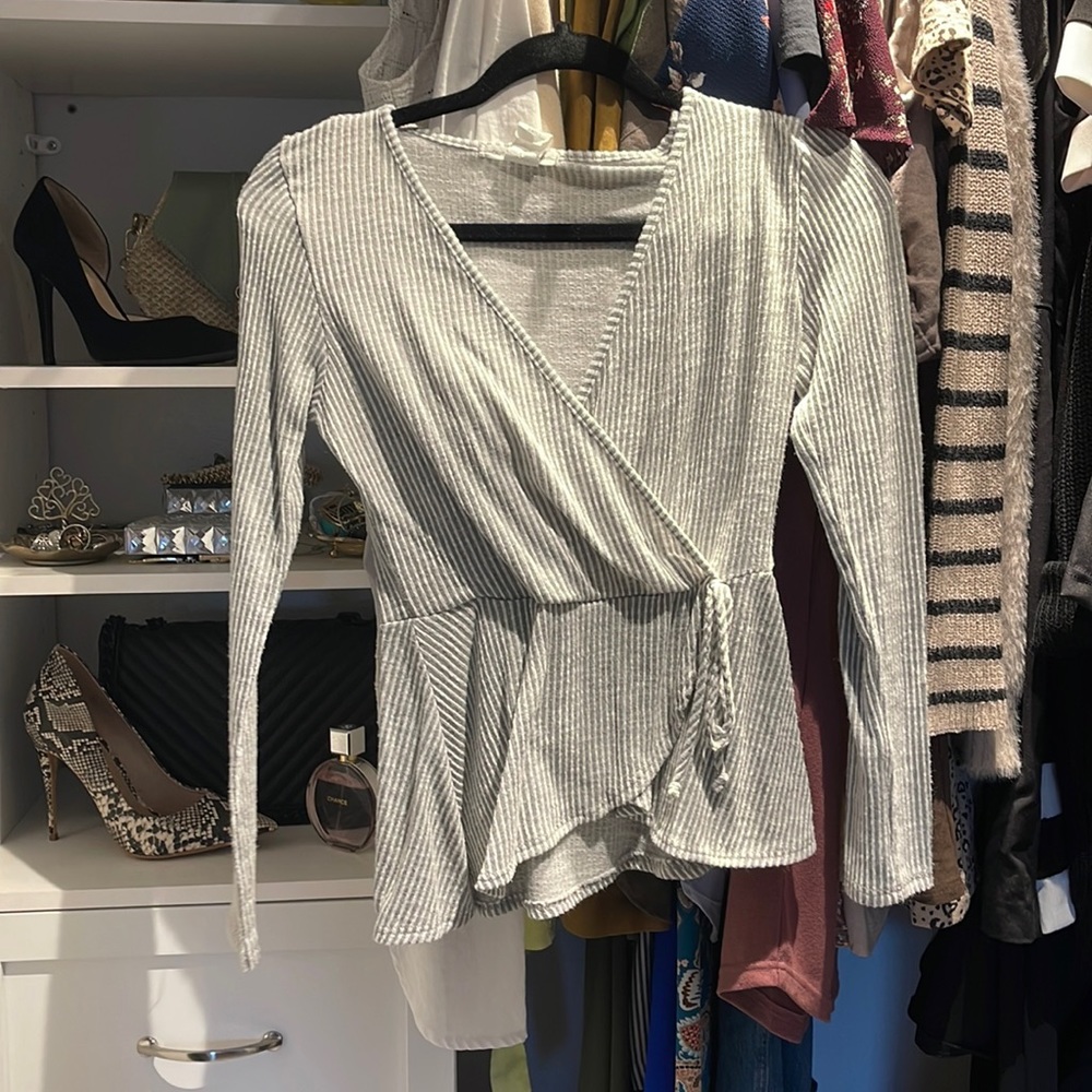 Light gray and white striped shirt